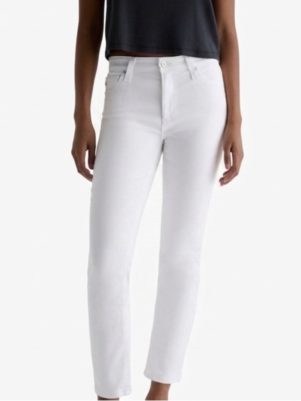 AG Mari High Waist Crop White Jeans